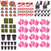 5PCS/lots Cartoon Pink Dice Embroidery Patches DIY Lighter Coffee Letter Patch Iron On Patches For Clothing Butterfly Sew Badges