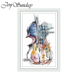 Полный комплект для вышивки крестиком Joy Sunday, музыкальный город, рисунок, Счетный холст, фотокомплект Aida 16CT 14CT 11CT, Новинка