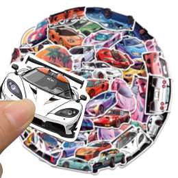 50/100/150 шт., супер крутой спортивный автомобиль с героями мультфильмов, декоративный чемодан с граффити, скейтборд, телефон, скрапбук, гитара, водонепроницаемые наклейки
