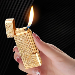 Классическая зажигалка с шлифовальным кругом и изысканной технологией резьбы, ретро мини-надувная зажигалка с открытым пламенем, деловой мужской подарок