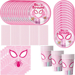 Новинка, Женский Человек-паук, искусственное украшение, тема Spidey, одноразовая посуда, чашки, тарелки, воздушные шары для девочек, для дня рождения