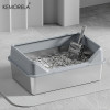 KEMORELA XL Очень большой лоток для кошачьего туалета из нержавеющей стали с крышкой Большой лоток для кошачьего туалета с высокой стороны для большого совка