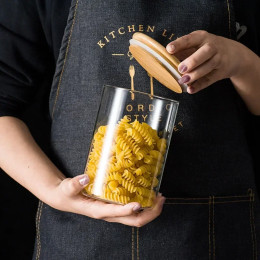 Кухонный резервуар для хранения продуктов, контейнер для еды, бамбуковый герметичный стеклянный резервуар для еды из боросиликатного стекла, кухонный органайзер для разных зерна