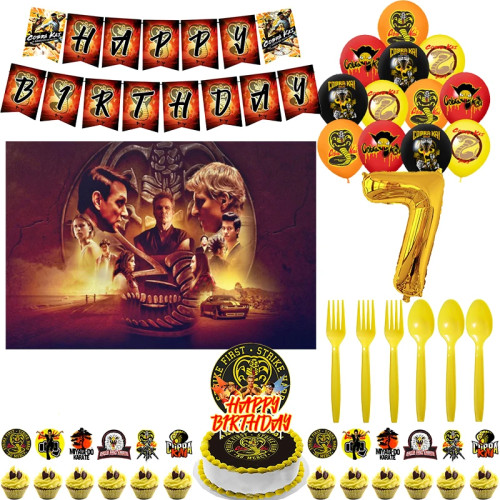 Cobra Kai украшение для дня рождения воздушный шар фон торт Топпер Cobra Kai товары для вечеринок Baby Shower
