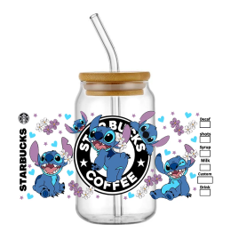 Наклейки Miniso на стаканы Disney Stitch, 16 унций, УФ, DTF