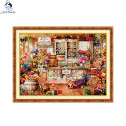 Joy Sunday полная вышивка эко-хлопковая нить 16CT 14CT 11CT с принтом Four Seasons флорист цветочный стиль набор для вышивки крестом произведение искусства