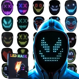 Настраиваемые декоративные маскарадные светодиодные маски Dledicate RGB Праздничные танцевальные костюмы для косплея с принтом логотипа для вечеринок на Хэллоуин, мероприятий