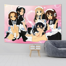Япония Розовый кавайный аниме-флаг K-ON! Гобелен настенный для гостиной для спальни, декор комнаты, баннеры для вечеринок в общежитии колледжа