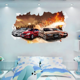 3D-наклейки на стену автомобиля Supercar, дикий джип, сломанный настенный постер, настенная наклейка, украшение для детской комнаты, фрески, подарки для мальчиков