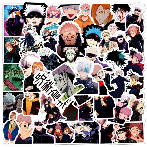 50 шт., наклейки с граффити серии Jujutsu Kaisen, подходят для шлемов, украшения стены рабочего стола, набор наклеек «сделай сам», оптовая продажа