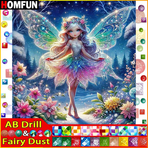 HOMFUN Фея Пыль AB 5D DIY полная алмазная вышивка"Портретная девушка"алмазная живопись вышивка крестиком горный хрусталь украшение дома