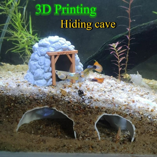 3D печатная подземная пещера, скрытая пещера, убежище для дома для маленьких рыб, креветок, украшения для ландшафтного украшения для аквариума