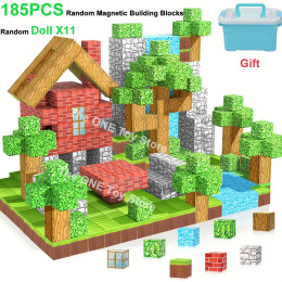 185 шт. магнитные строительные блоки World Cube Magnet World Set для детей от 3 лет, модель «сделай сам», подарок для детей с куклой 11PSC и коробкой