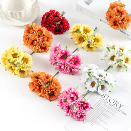Искусственные цветы ручной работы, гербер, модный домашний сад для невесты, подарок, венок, материал для свадьбы, банкета, украшение на Рождество, 6 шт.