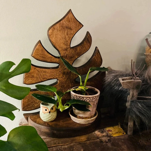 Деревянная настенная полка Monstera, фоторамка, стойка для хранения свечей, 87HA