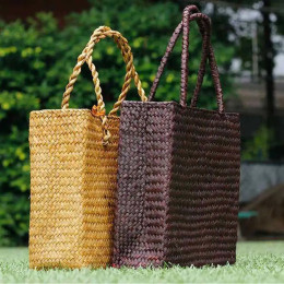 Плетеная Сумка из ротанга, Повседневная Большая корзина для хранения, модная трехмерная женская сумка-тоут