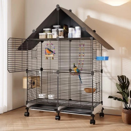 Большая клетка для попугая, эксклюзивная клетка для разведения птиц, роскошная вилла, домашняя клетка для попугая, горизонтальная многофункциональная проволочная клетка с крышей для хранения