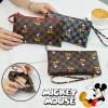 Длинный женский кошелек Disney с Микки, модный бумажник для мелочи, кредитница, клатч на молнии из искусственной кожи, сумочка для денег и телефона
