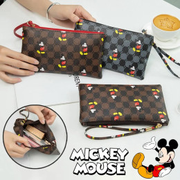 Длинный женский кошелек Disney с Микки, модный бумажник для мелочи, кредитница, клатч на молнии из искусственной кожи, сумочка для денег и телефона