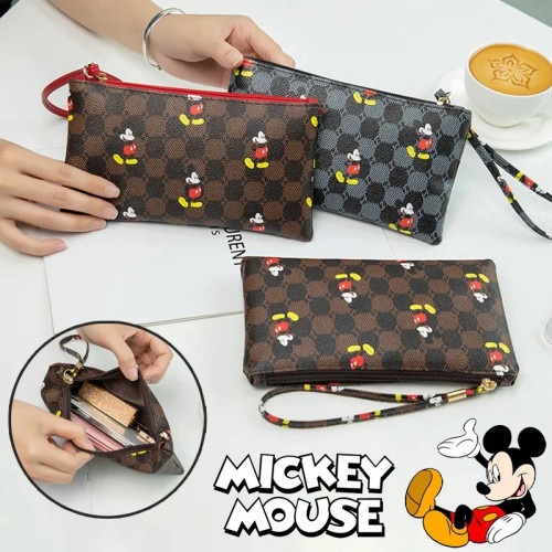 Длинный женский кошелек Disney с Микки, модный бумажник для мелочи, кредитница, клатч на молнии из искусственной кожи, сумочка для денег и телефона