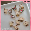 20 шт., леопардовый узор, Hello Kitty My Melody Kuromi, аксессуары для ногтей с героями мультфильмов, милые мини-смола, украшение для дизайна ногтей с плоской задней частью