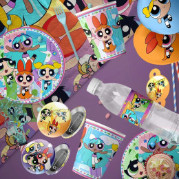 Powerpuff для девочек, тематические столовые приборы для дня рождения, бумажные стаканчики, бумажные тарелки, бумажные салфетки, одноразовые украшения для вечеринки, игрушки