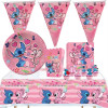 Disney Pink Lilo Stitch&Angel украшение для дня рождения одноразовая посуда чашки тарелки воздушный шар баннер подарок сувениры
