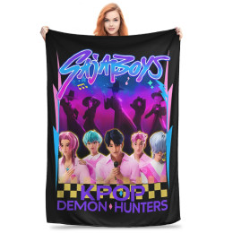 Одеяло Saja Boys Kpop Demon Hunters, флисовое летнее многофункциональное теплое одеяло для кровати, дивана, покрывала