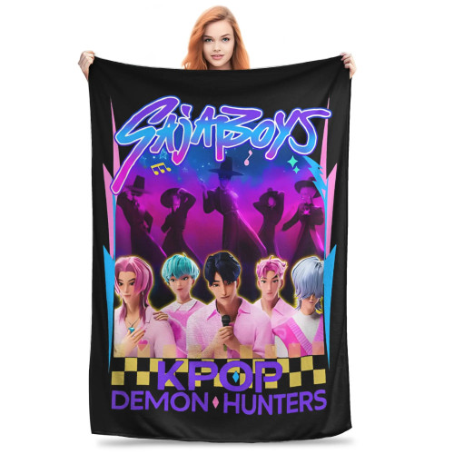 Одеяло Saja Boys Kpop Demon Hunters, флисовое летнее многофункциональное теплое одеяло для кровати, дивана, покрывала