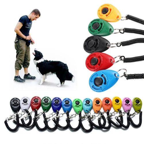 Товары для домашних животных Pet Cat Dog Training Clicker Пластиковый кликер для новых собак Тренажер для щелчков Регулируемый ремешок на запястье Звуковой брелок Отпугиватель собак
