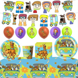 Мультфильм Scoobys, украшение для дня рождения, посуда, скатерть, баннеры, латексный шар, аксессуары для тематической вечеринки, детский душ