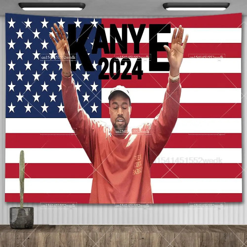 Kanye 2024 флаги украшения комнаты поддержка Канье президент Западной США гобелен Забавный мем настенный гобелен эстетический Декор для комнаты