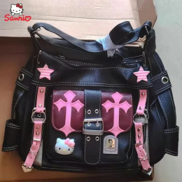 Sanrio Hello Kitty, готический панк, винтажные розовые сумки через плечо с перекрестными цепочками для женщин, игрушки, популярная сумка для девочек, трендовая сумка-тоут, подарок