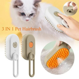 Электрическая паровая щетка для домашних животных 3 в 1, спрей для чистки кошек и собак, массажная расческа для ухода за волосами, выдвижная ручка, щетка для удаления шерсти домашних животных