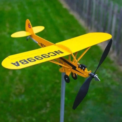 3D Piper J3 Cub, Спиннер, самолет, металлический самолет, лопасть для погоды, наружный индикатор направления ветра на крыше, лопасть для украшения сада