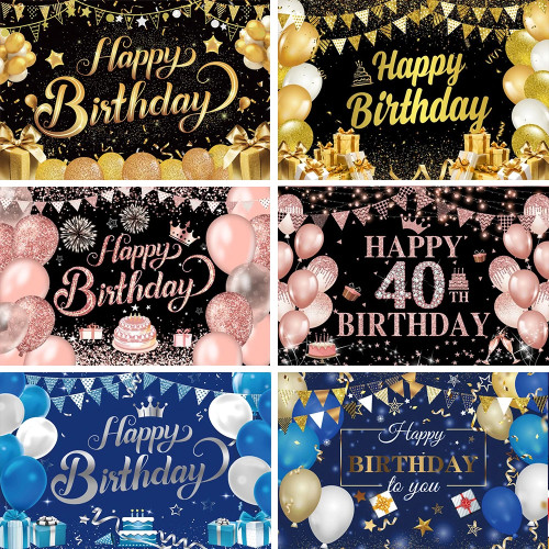 Черный золотой фон с днем рождения розовый баннер 30th 40th 50th день рождения фон Декор фотография фон реквизит