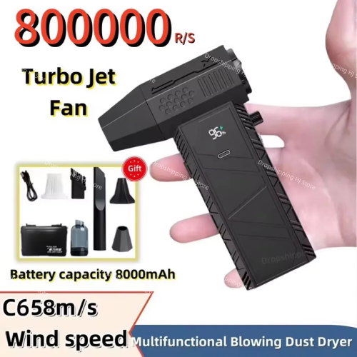 XIAOMI C6 Violent Fan 350000 об/мин Электрический вентилятор Турбонатный вентилятор 58 м/с Высокоскоростной канальный вентилятор Перезаряжаемый мощный пылесборник
