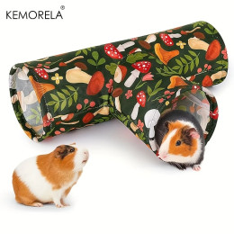 KEMORELA 3-сторонний складной туннель для морской свинки — моющееся убежище для кроликов, хомяков и маленьких домашних животных с грибовидным дизайном