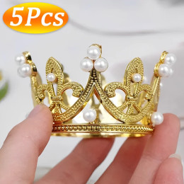 5/1 шт. крошечная детская маленькая жемчужная тиара Корона Золотая мини-корона Топпер для торта для цветочных композиций Душ День рождения Свадебное украшение