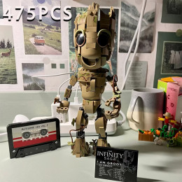 В наличии I am Groot, строительные кирпичи 76217, украшения для дома, сборка, игрушки для мальчиков и девочек, вечерние, витрина для шкафа