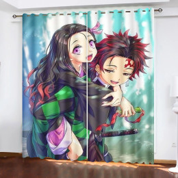 Уборщик демонов: Kimetsu No Yaiba Плотная штора Мультфильм Полиэстер Анимированные Модные Подходящие Подарки Для Спальни Дома Украшение Комнаты