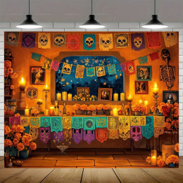 Фон для фотосъемки «День мертвых» Мексиканская фиеста Día De Los Muertos Украшение для фотобудки Фон для дня рождения