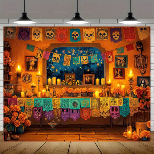 Фон для фотосъемки «День мертвых» Мексиканская фиеста Día De Los Muertos Украшение для фотобудки Фон для дня рождения