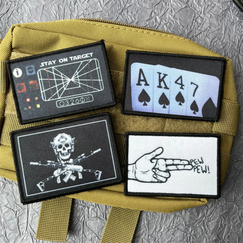 AK47 игральная карта PEW PEW нашивка на панк-одежду с принтом эмблемы военные тактические нашивки рюкзак наклейки на липучке