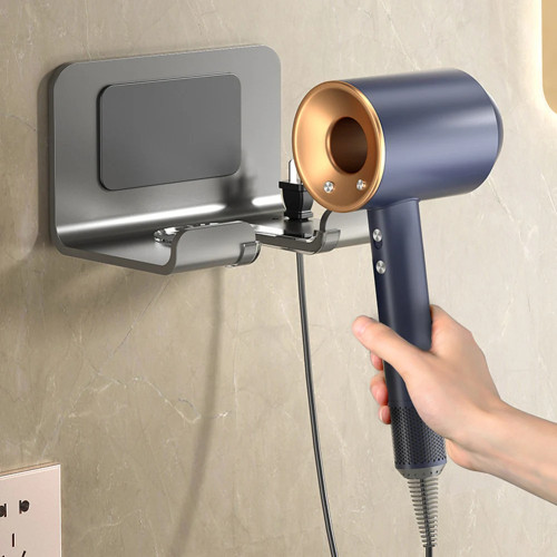Космический алюминиевый держатель для фена, настенный стеллаж для хранения фена без перфоратора, подставка для волос в ванной, органайзер