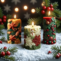 DIY Рождественская елка, цилиндрическая свеча, силиконовая форма, 3D Рождественская снежинка, сосна, аромат, свеча, смола, гипсовый декор, аксессуары