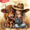Алмазная живопись HUACAN в виде коровы, картина с животными, женский полный комплект, Круглая Мозаика, украшение для спальни