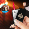 Металлическая игрная карточка с красным пламенем, необычная лампа-турбина, Бутановая газовая зажигалка, креативная ветрозащитная уличная зажигалка, персонализированный подарок для мужчин