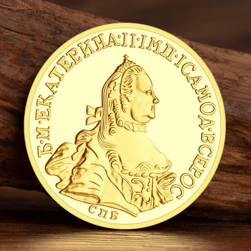 Сувенирная монета Царь Елизабет Я России 1741, креативный подарок, русские позолоченные памятные монеты с двойной головкой и орлом