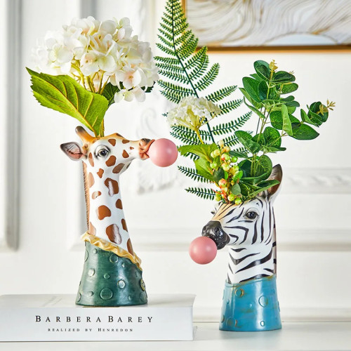 Креативность Harz Sukkulenten Pflanzen Blume Pflanzer Blumentopf Vasen Korb мультфильм тье Kopf für Wohnkultur